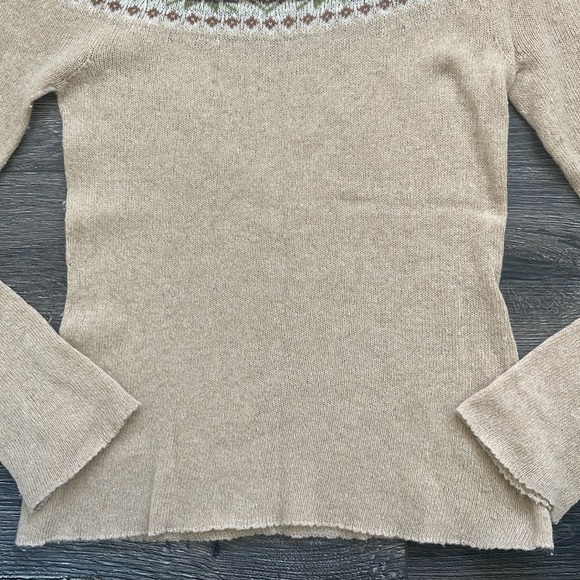 Banana Republic | Cashmere Angoral Wool Fair Isle Olive Green Neutral Sweater - Picture 6 of 10